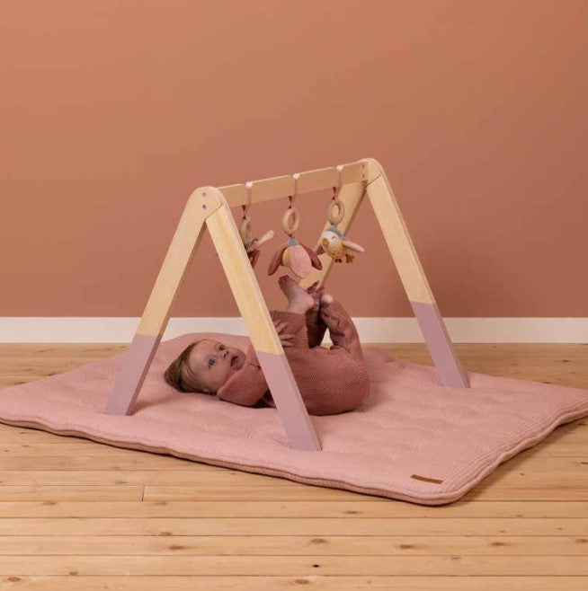 Little Dutch Spieltrapez Flowers & Butterflies in Pink – Holz-Babygym mit Vogel, Schmetterling und Blume für Babys von 0 bis 6 Monaten