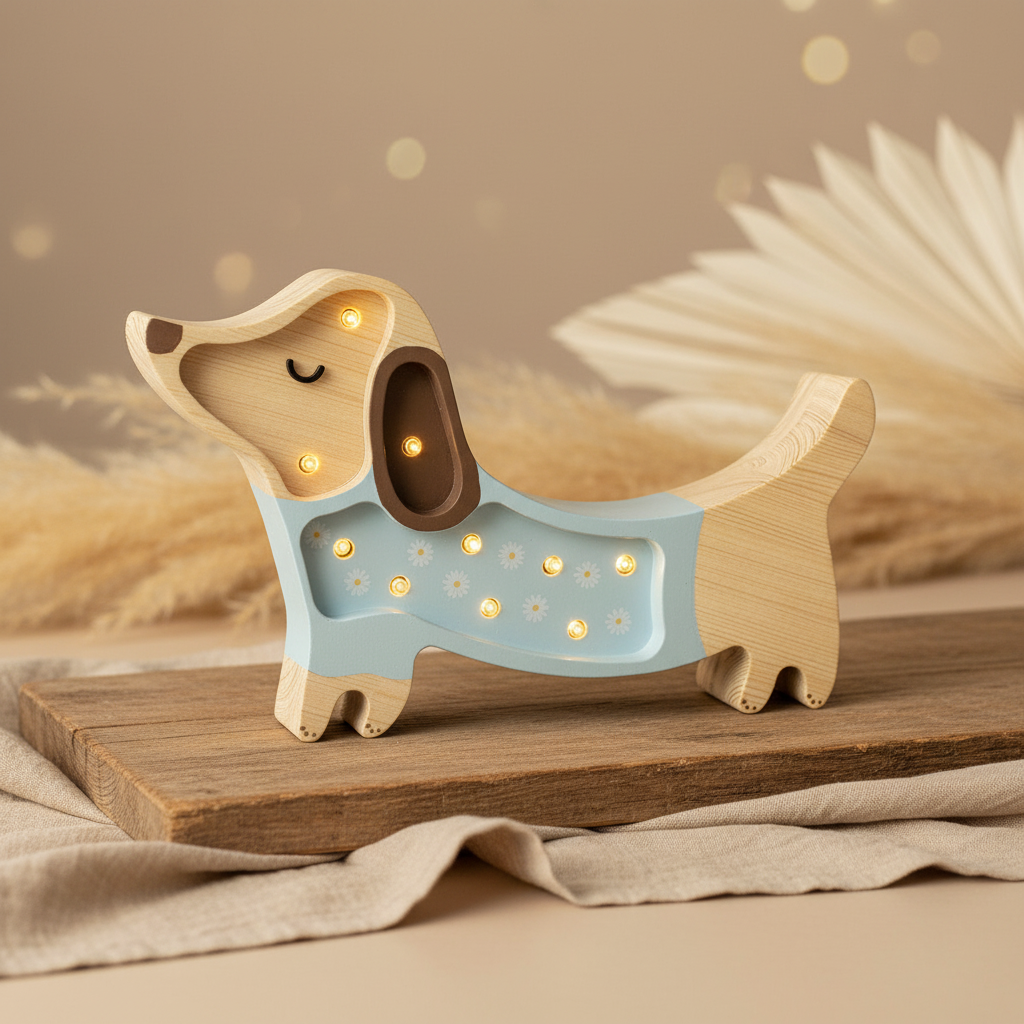 Little Lights Hund Blumen Mini Nachtlicht Blau