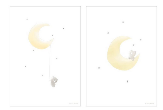 Affiche A3 Ours/Lune « recto-verso » | Little Dutch
