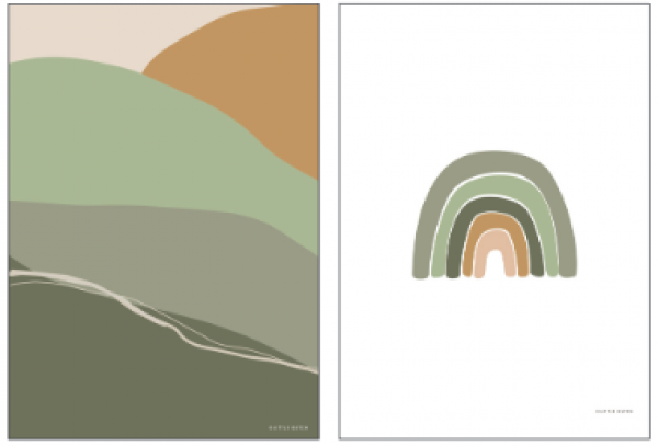 Affiche A3 Horizont olive « impression recto verso » | Little Dutch