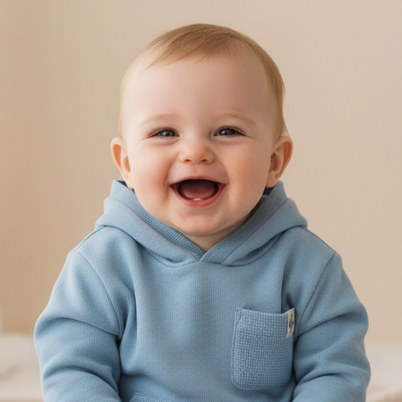 Pull en tricot bleu glacé pour bébés et enfants