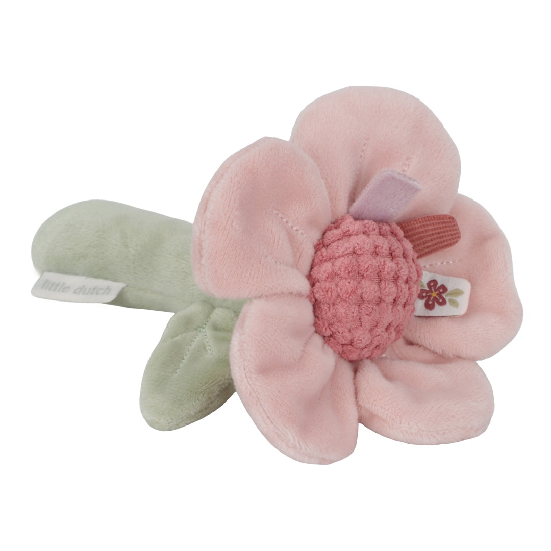 Little Dutch Rassel Blume Fairy Garden in Pink – weiche Baby-Rassel zum Greifen und Schütteln zur Förderung der Hand-Augen-Koordination