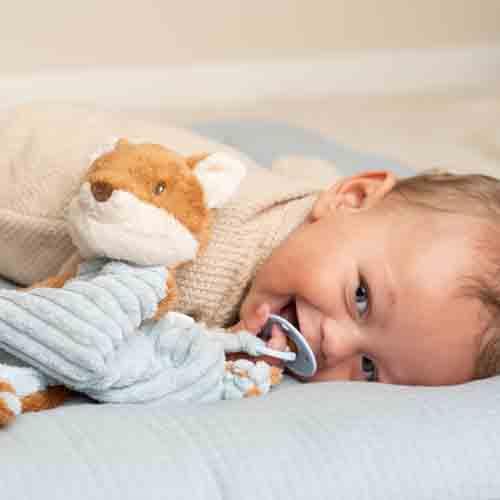 Little Dutch Schnuffeltuch Fuchs Forest Friends – weiches Baby-Schmusetuch mit Greifknoten, Waldmotiven und praktischer Schnullerschlaufe