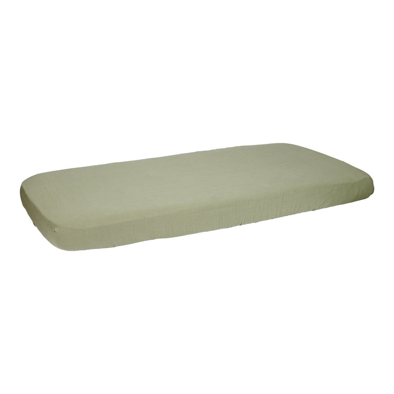 Drap-housse en mousseline 70 x 140/150 - Pure Olive | Little Dutch