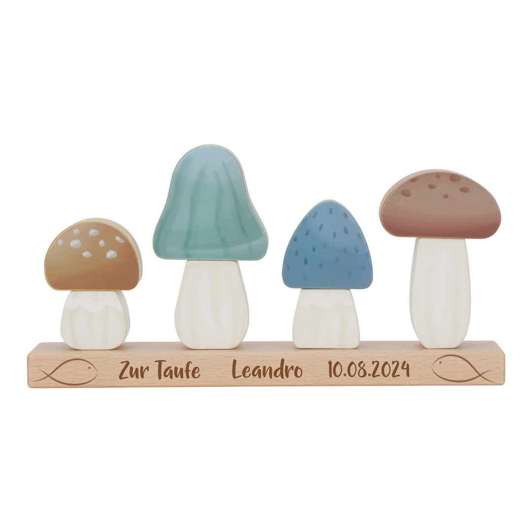 Champignons empilables personnalisés Forest Friends – Cadeau de baptême | Schmatzepuffer