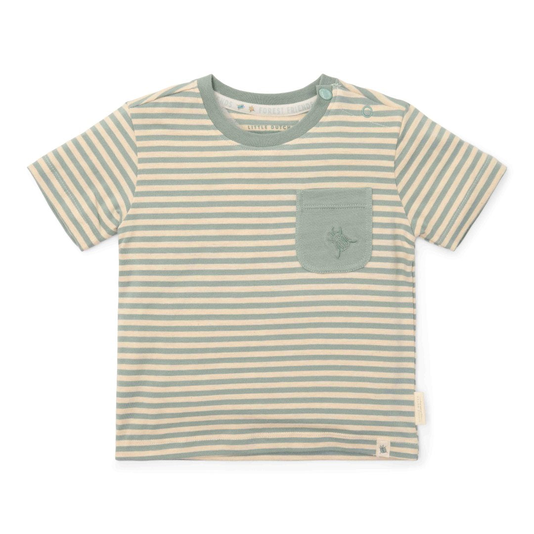 T-shirt manches courtes à rayures vert forêt | Little Dutch