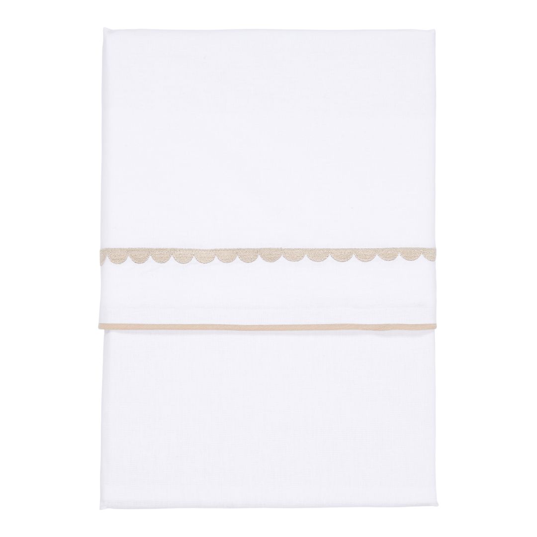 Children's bed sheet beige rounded embroidered 110 x 140 cm | Little Dutch