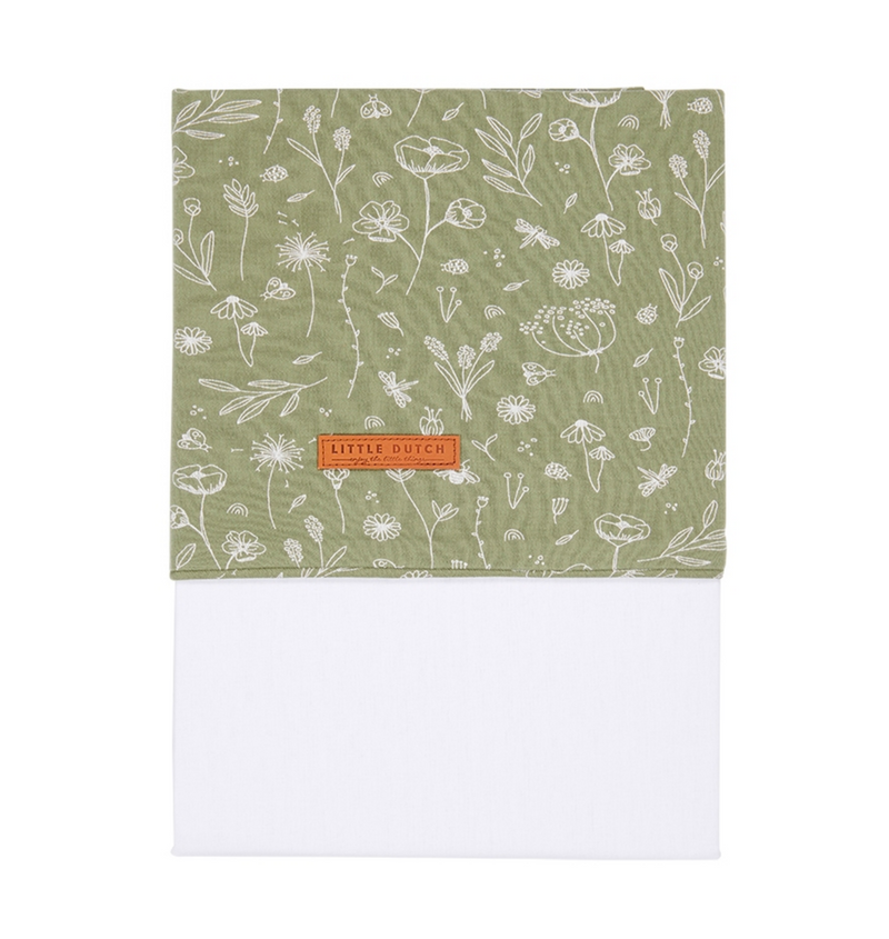 Drap de lit Wild Flowers Olive, Little Dutch