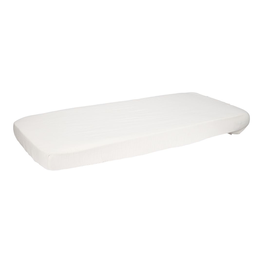 Drap-housse en mousseline 70 x 140/150 cm, blanc doux | Little Dutch