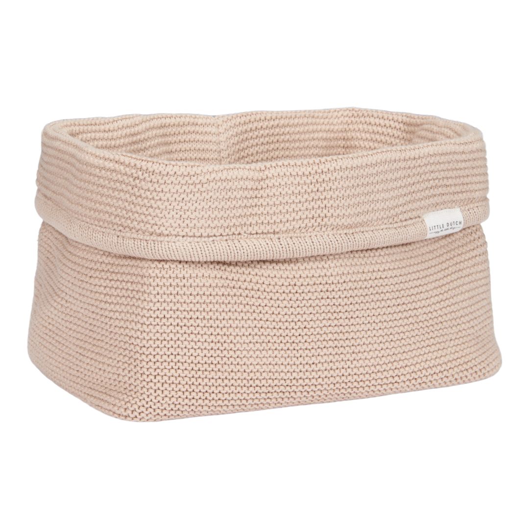 Little Dutch gestricktes Pflegekörbchen groß in Beige – Aufbewahrungskorb für Windeln und Pflegeutensilien am Wickeltisch