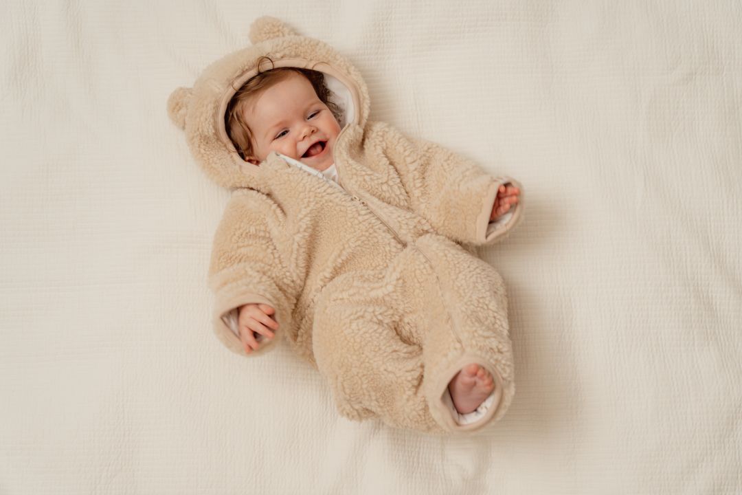Grenouillère bébé lapin, sable | Little Dutch