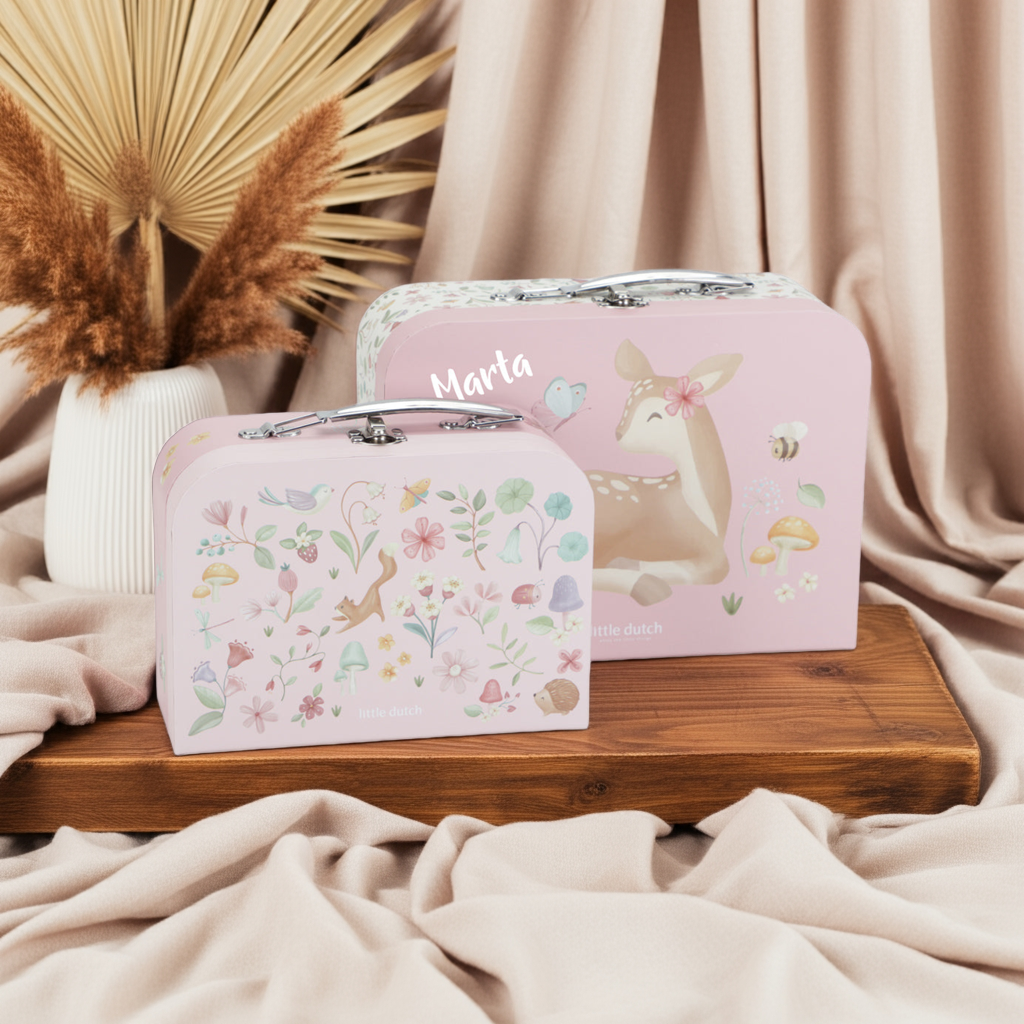 Valise personnalisée pour enfant Jardin enchanté rose avec nom