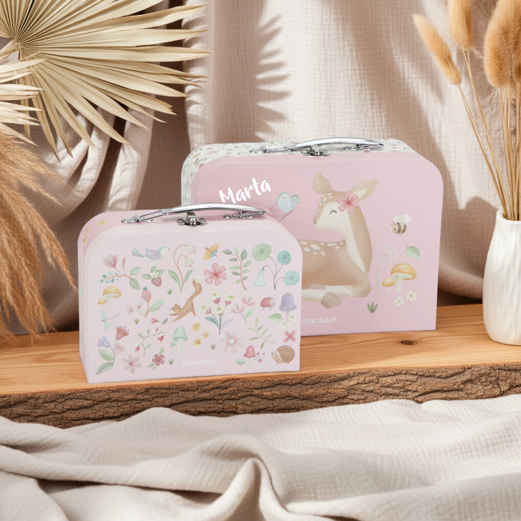 Valise personnalisée pour enfant Jardin enchanté rose avec nom
