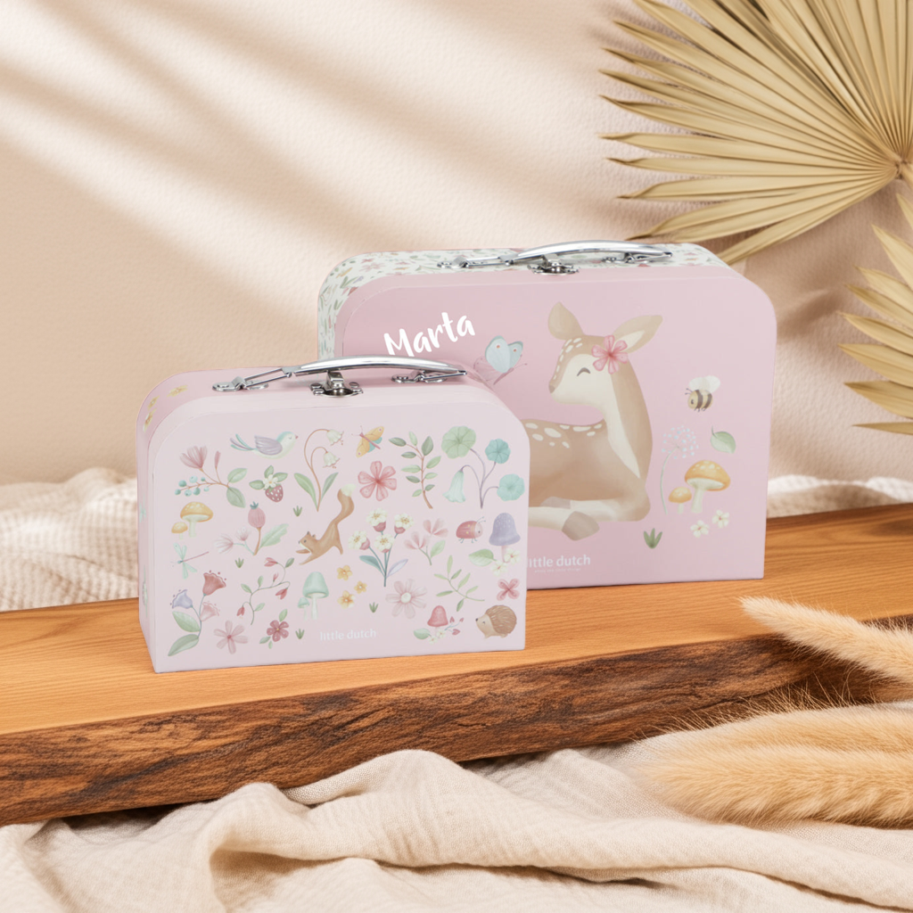 Valise personnalisée pour enfant Jardin enchanté rose avec nom