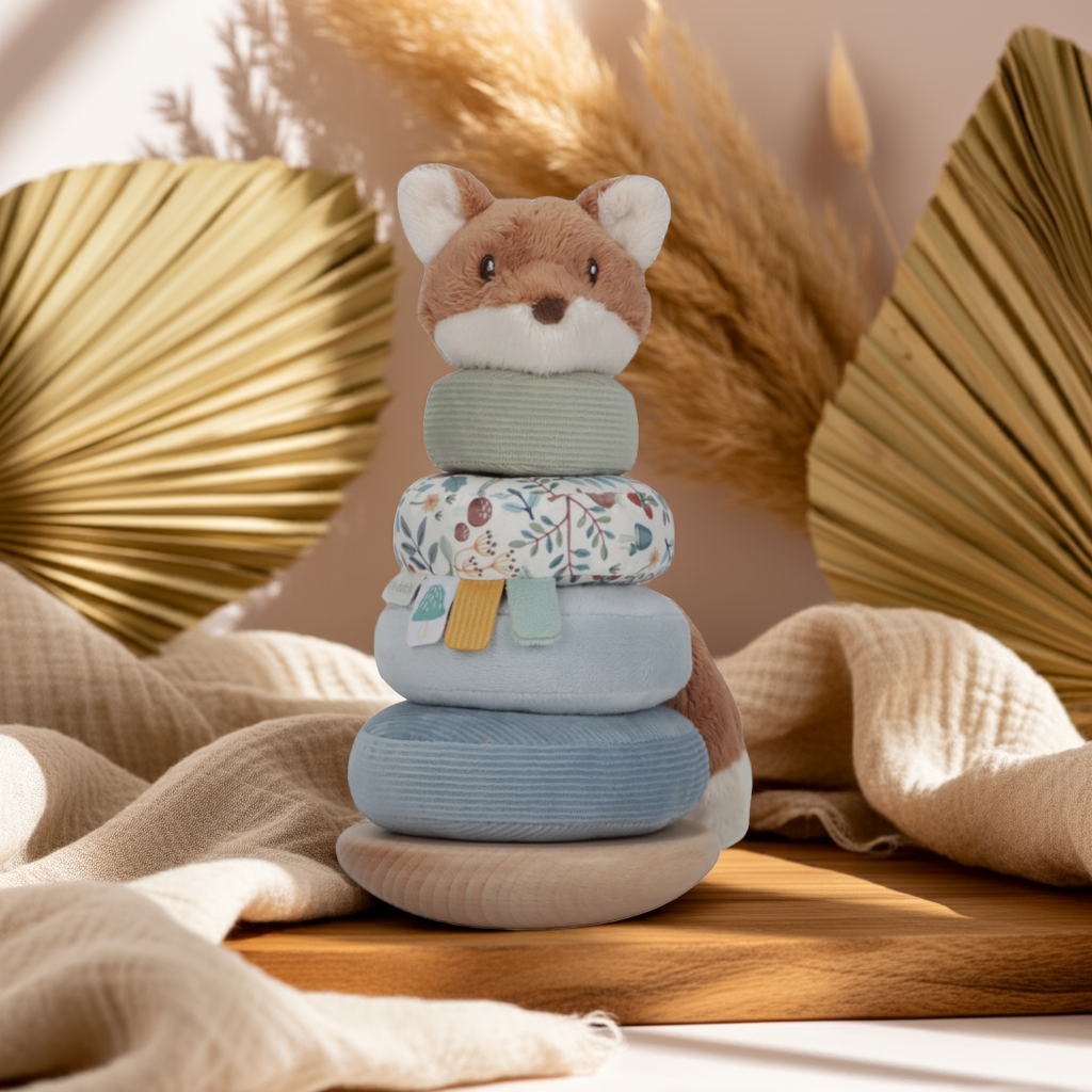 Little Dutch Forest Friends Stapelturm mit Ringen und Fuchs auf wackelnder Basis