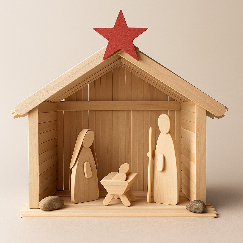 Kit de construction de crèche – 170 spatules en bois de différentes tailles à monter soi-même
