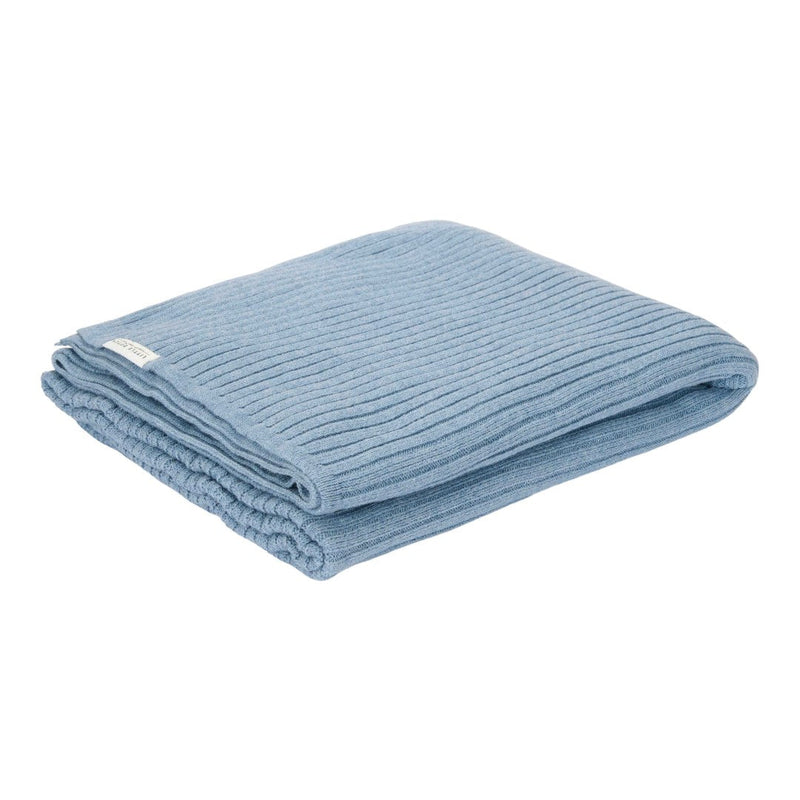 Couverture tricotée pour berceau, bleu denim pur | Little Dutch