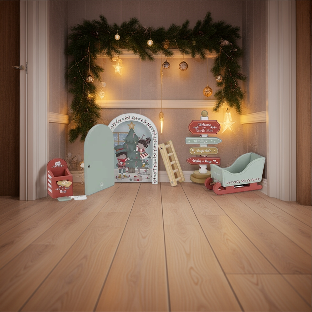 Wichteltür mit Zubehör aus Holz – weihnachtliches Set von Little Dutch