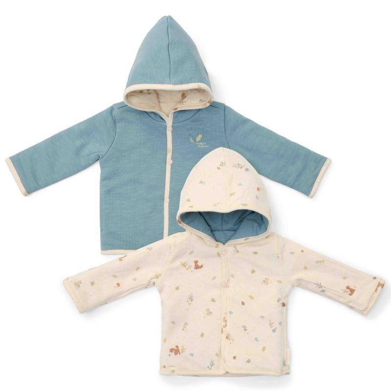 Wendejacke für Baby in Stone Blue und Beige mit Kapuze – weiche Babykleidung für Neugeborene, ideal als Geschenk zur Geburt