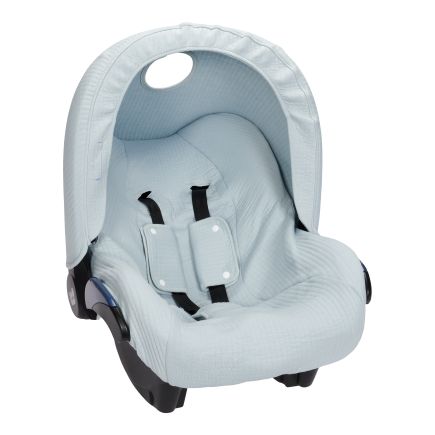 Babyschalen-Sonnenverdeck Pure Soft Blue aus Baumwollmischgewebe