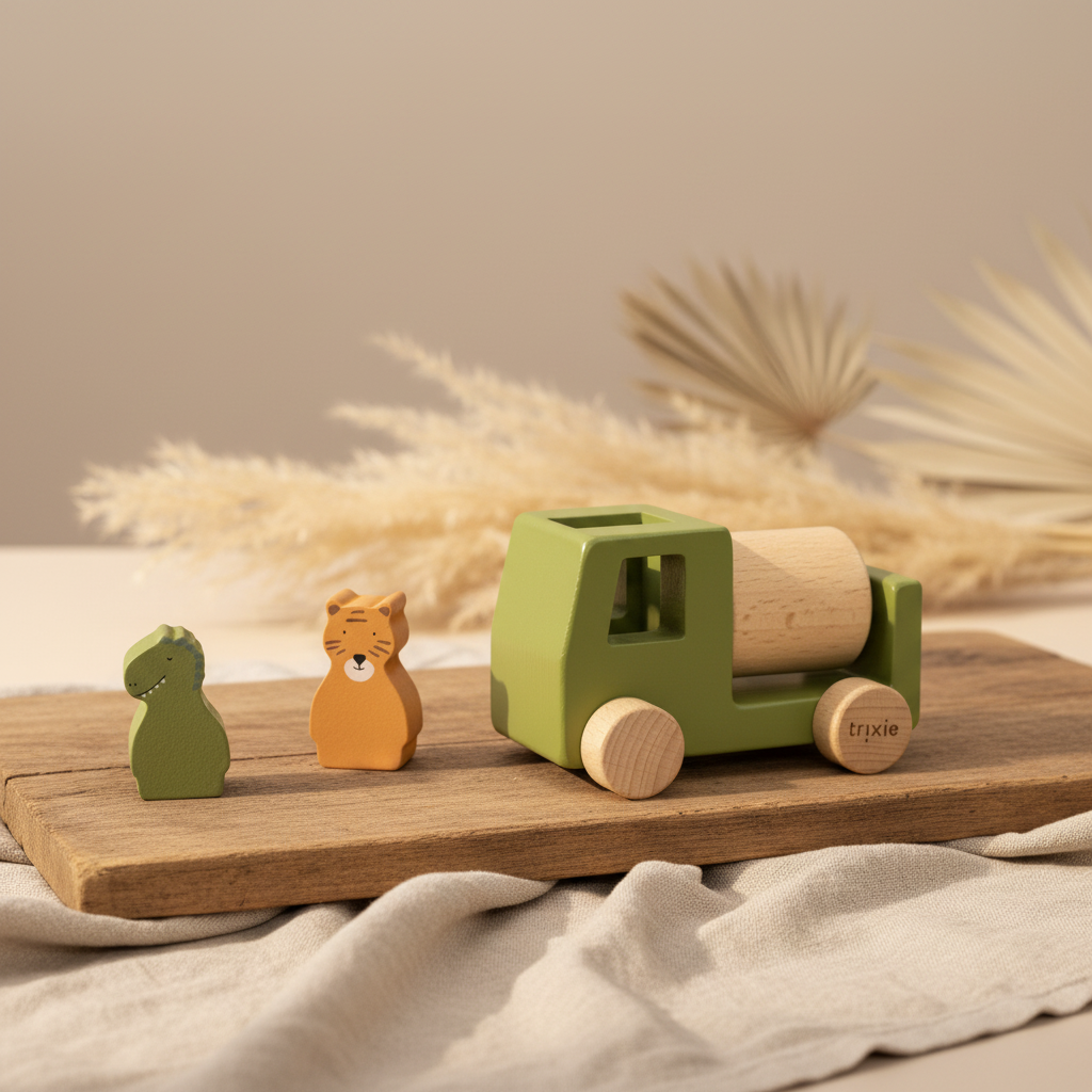 Ensemble de remorques de chantier en bois avec animaux | Trixie