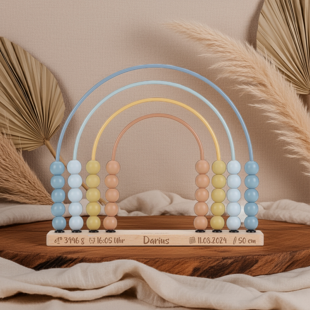 Arc-en-ciel boulier Forest Friends bleu – jouet d'apprentissage en bois