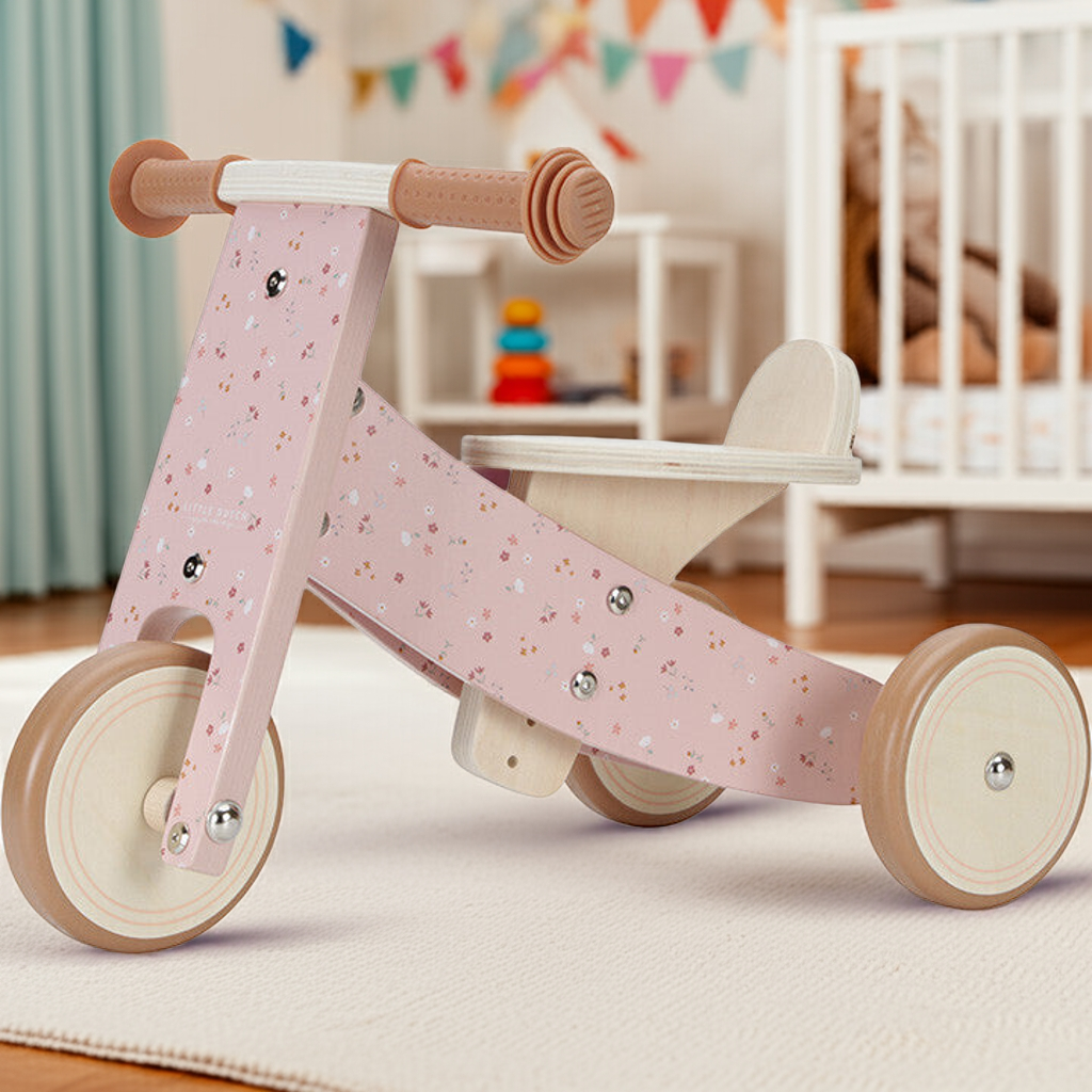 Personalized Pink Wooden Tricycle with Name – Gift for Toddlers
