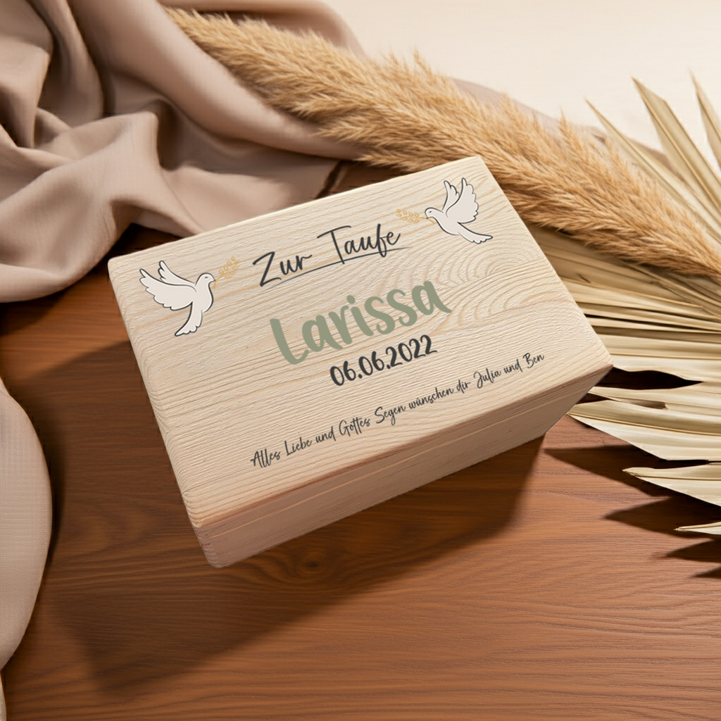Boîtes à souvenirs XL - bois naturel - baptême / école / maternelle / communion - personnalisées | Schmatzepuffer