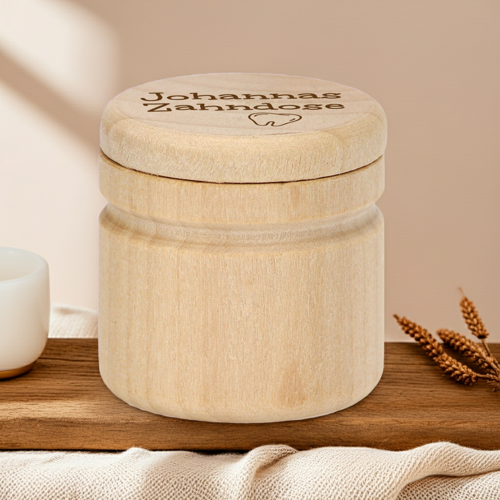 Boîte à dents de lait en bois - personnalisée avec un motif au choix | par Schmatzepuffer