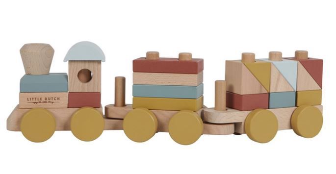 Holzzug Pure & Nature aus Holz ohne Personalisierung mit Lok und zwei Waggons in natürlichen Farben