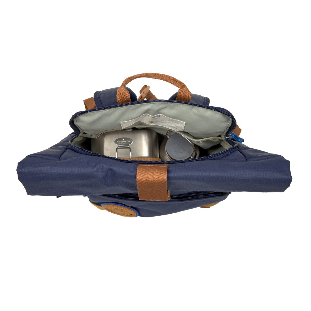 Lässig Little Gang Rolltop-Kinderrucksack Dunkelblau mit 12 bis 15 Liter Volumen