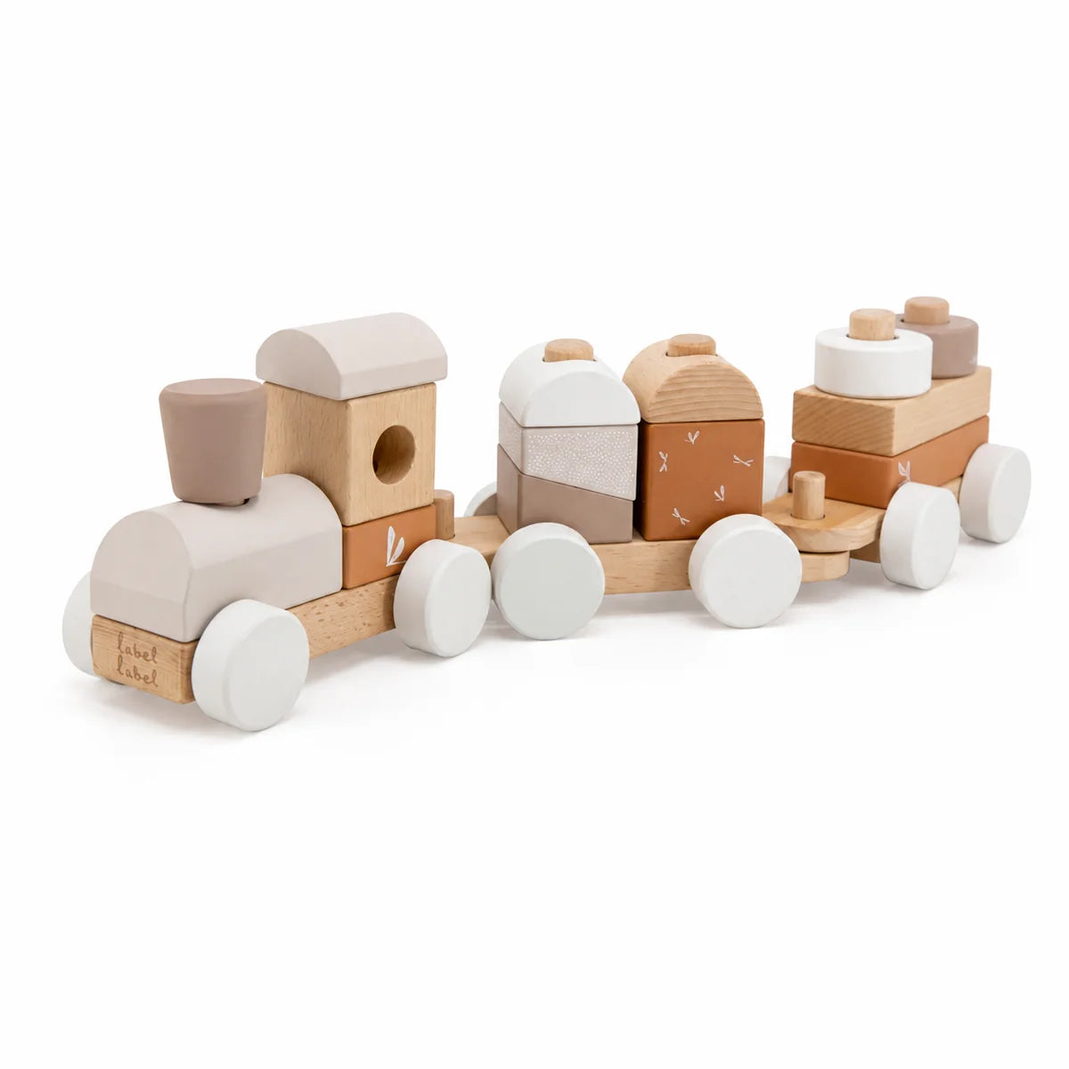Train en bois à empiler Nougat de Label Label – Train à empiler et jouet de motricité pour la naissance
