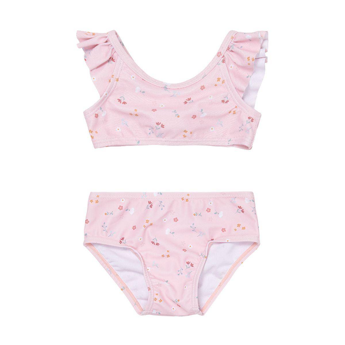 Bikini à volants, Petites Fleurs Roses | Little Dutch