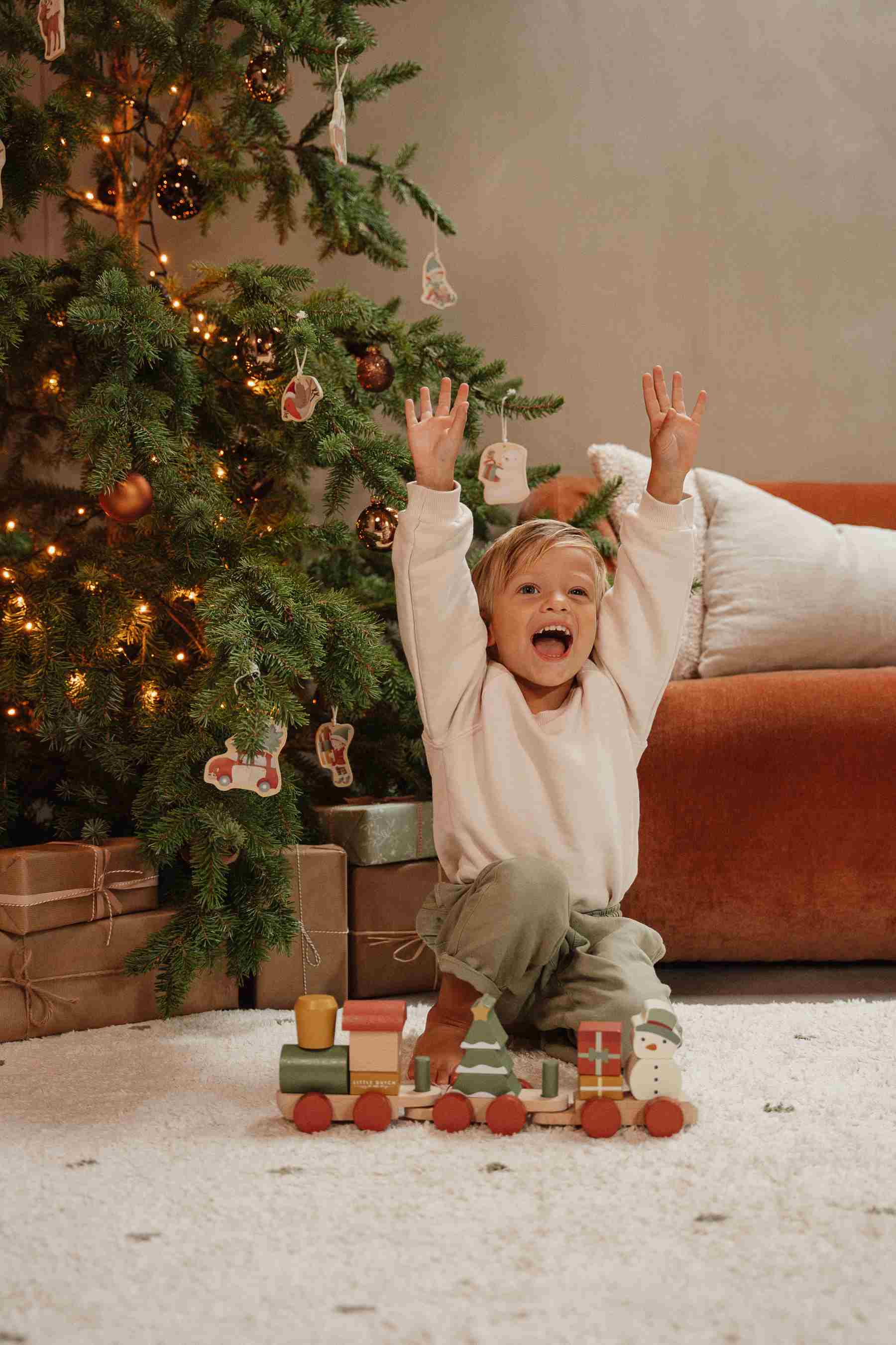 Train en bois personnalisé Noël – Cadeau de naissance
