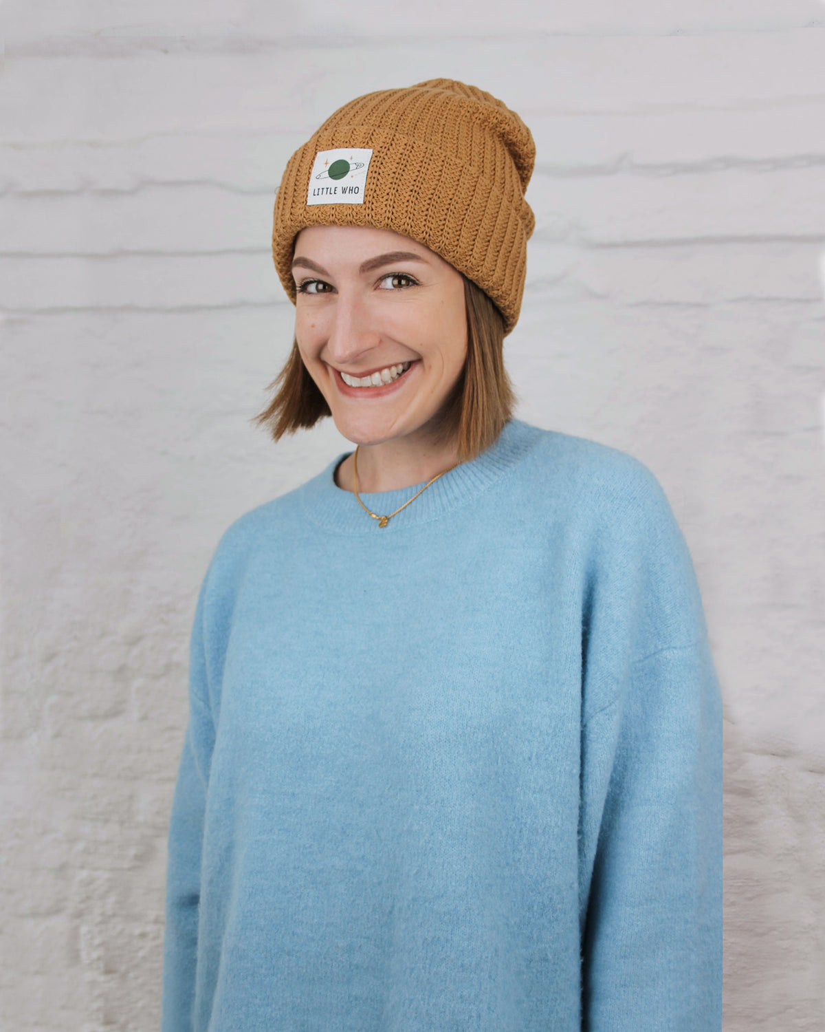 Little Who Erwachsenen-Mütze in Honiggelb – weiche Unisex-Strickmütze aus 100 Prozent Baumwolle in Einheitsgröße