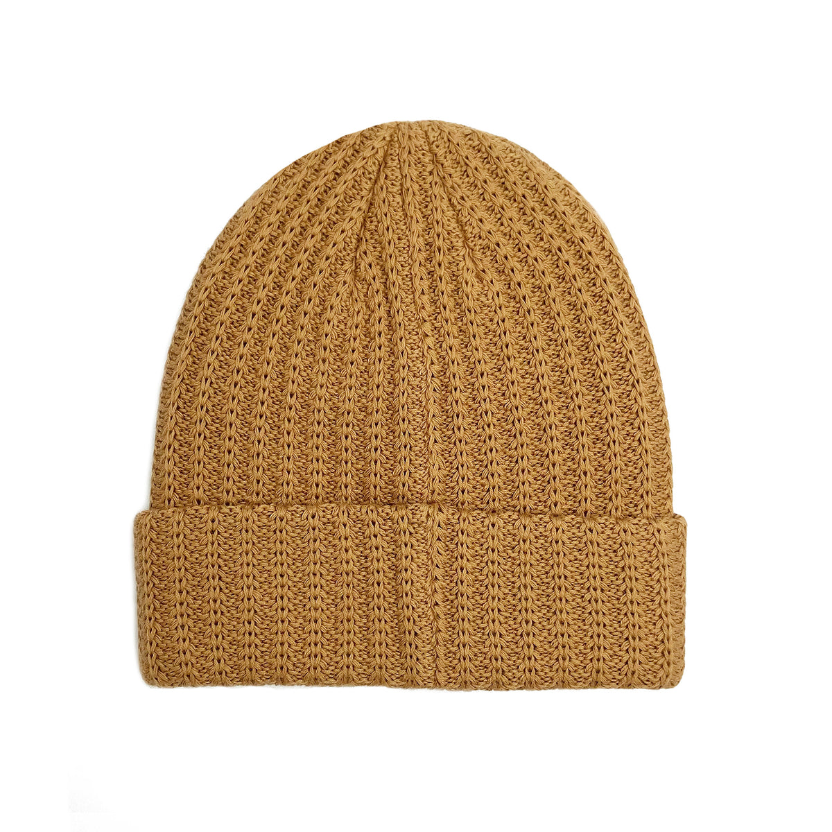 Little Who Erwachsenen-Beanie Honiggelb – Rückansicht der weichen Baumwoll-Strickmütze in Einheitsgröße