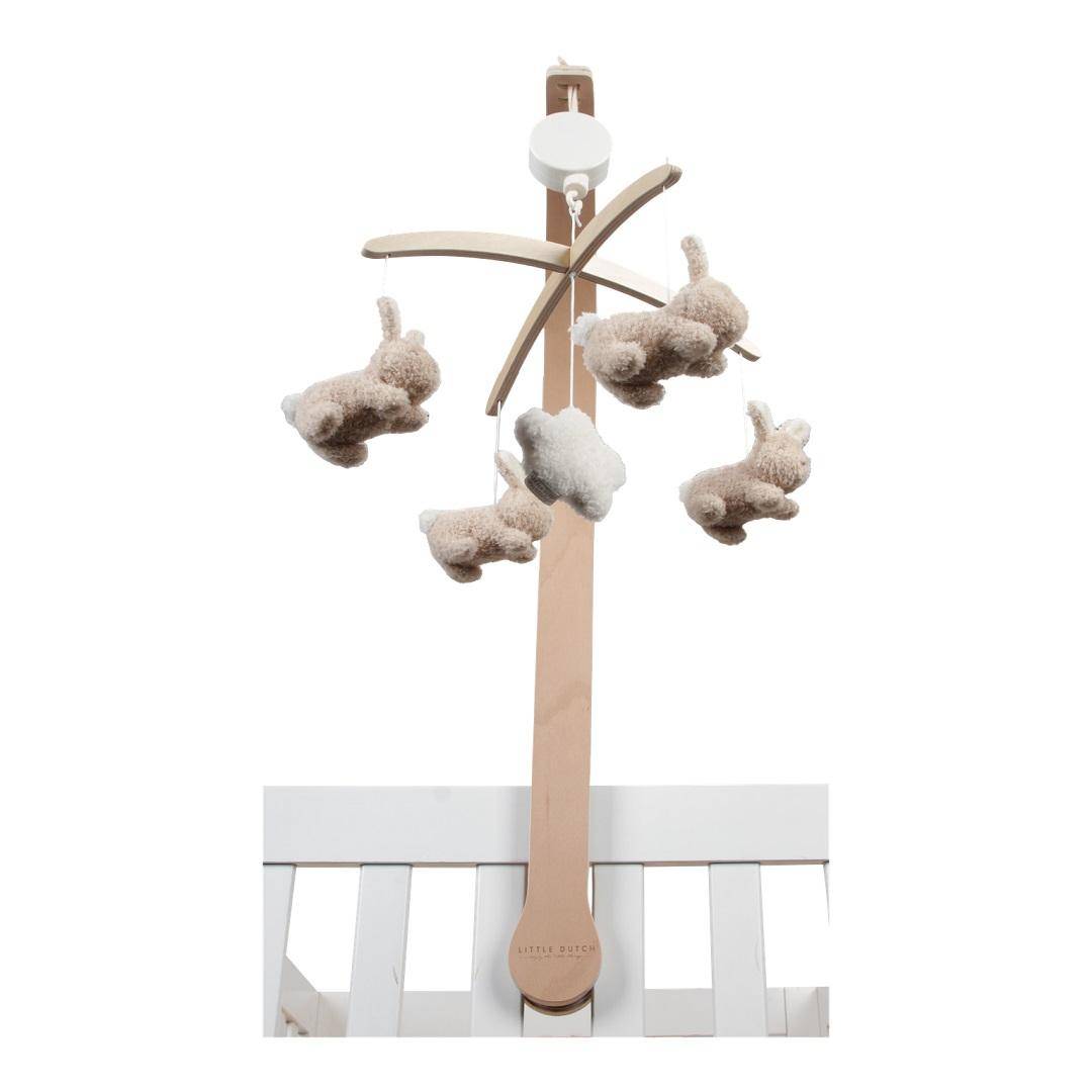 Little Dutch Musik-Mobile Baby Bunny – personalisierbares Babybett-Mobile mit weichen Hasenfiguren und sanftem Wiegenlied als Geschenk zur Geburt
