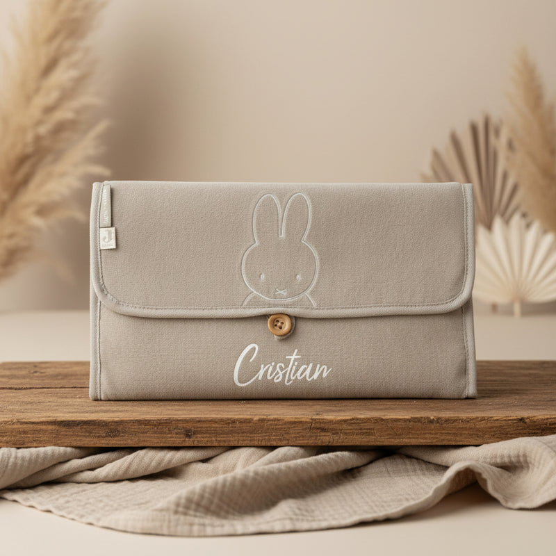 Jollein Miffy Wickelunterlage Frottee Olive Green 70 × 71 cm, personalisierbar