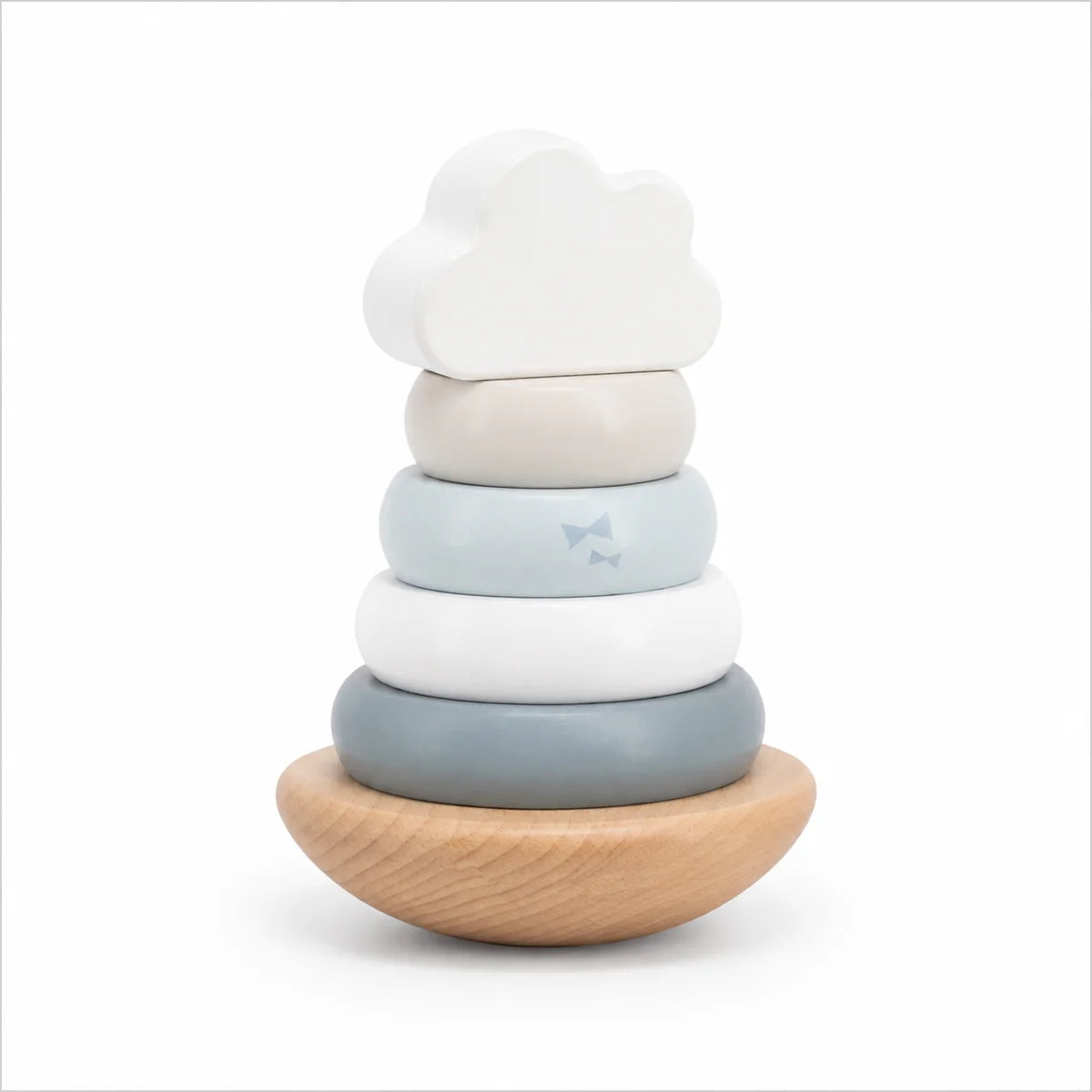Personalisierter Balance Stapelturm aus Holz in Blau von Label Label als liebevolles Geschenk zur Taufe