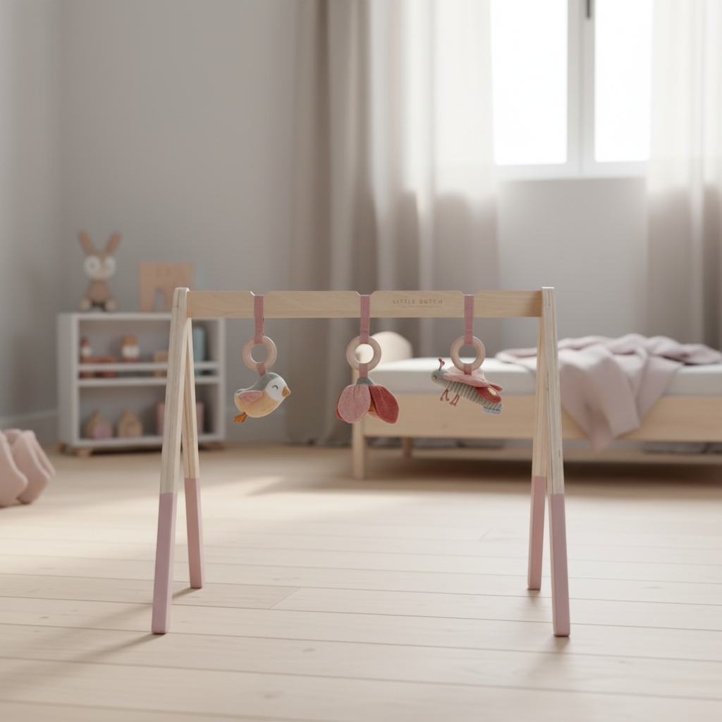 Little Dutch Spieltrapez Flowers & Butterflies – Holzgestell mit drei hängenden Spielelementen