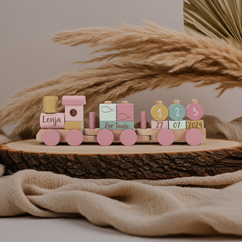 Personalized Wooden Fairy Garden Train - Christening Gift