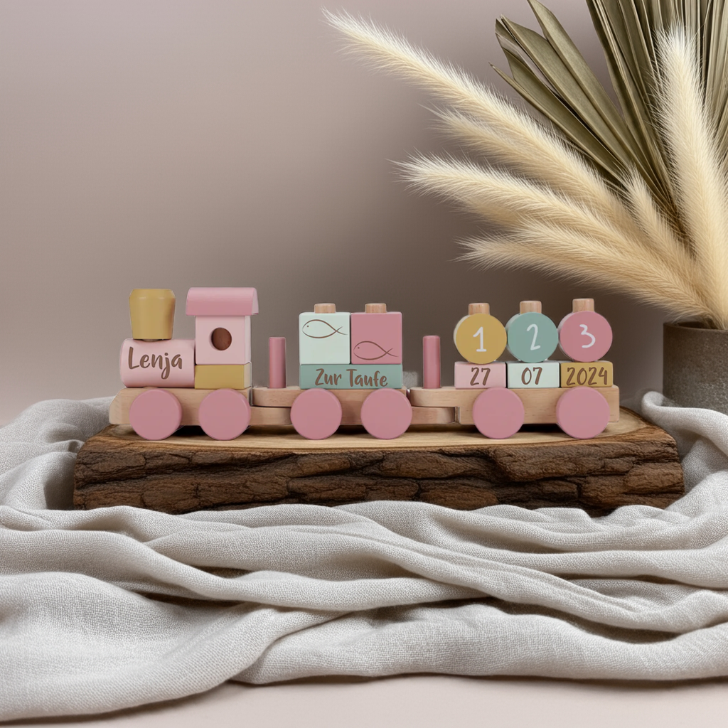 Personalized Wooden Fairy Garden Train - Christening Gift