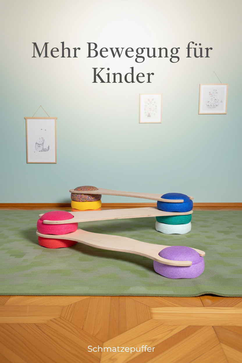 tiSsi Balance Board Set 3er mit Stapelsteinen im Kinderzimmer für mehr Bewegung und Balance bei Kindern im Alltag