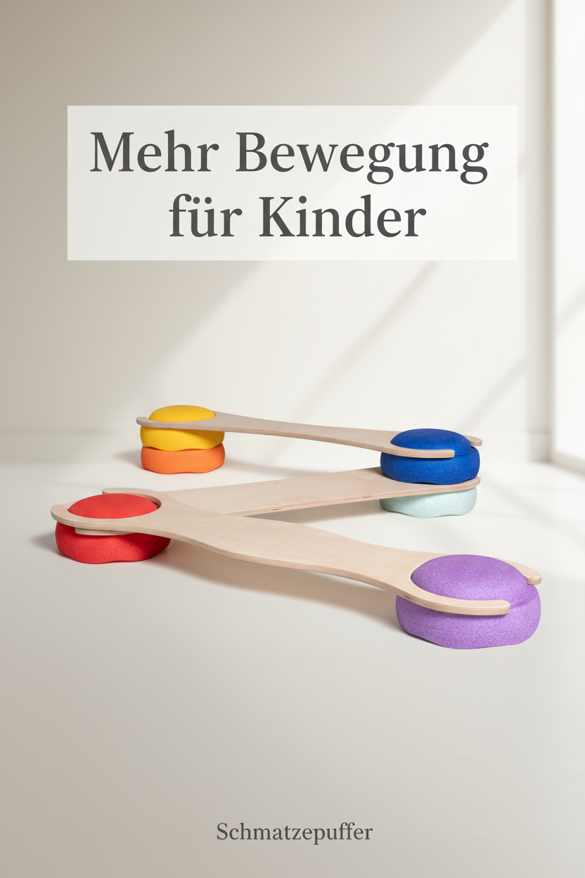tiSsi Balance Board Set 3er mit Stapelsteinen vor hellem Hintergrund für mehr Bewegung und Balance bei Kindern