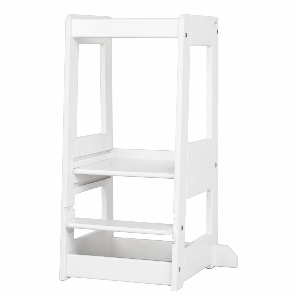 Weißer tiSsi Lernturm Felix für Kinder mit Maßen 40 x 91 x 45 cm und kippsicherem Standfuß für Küche und Alltag