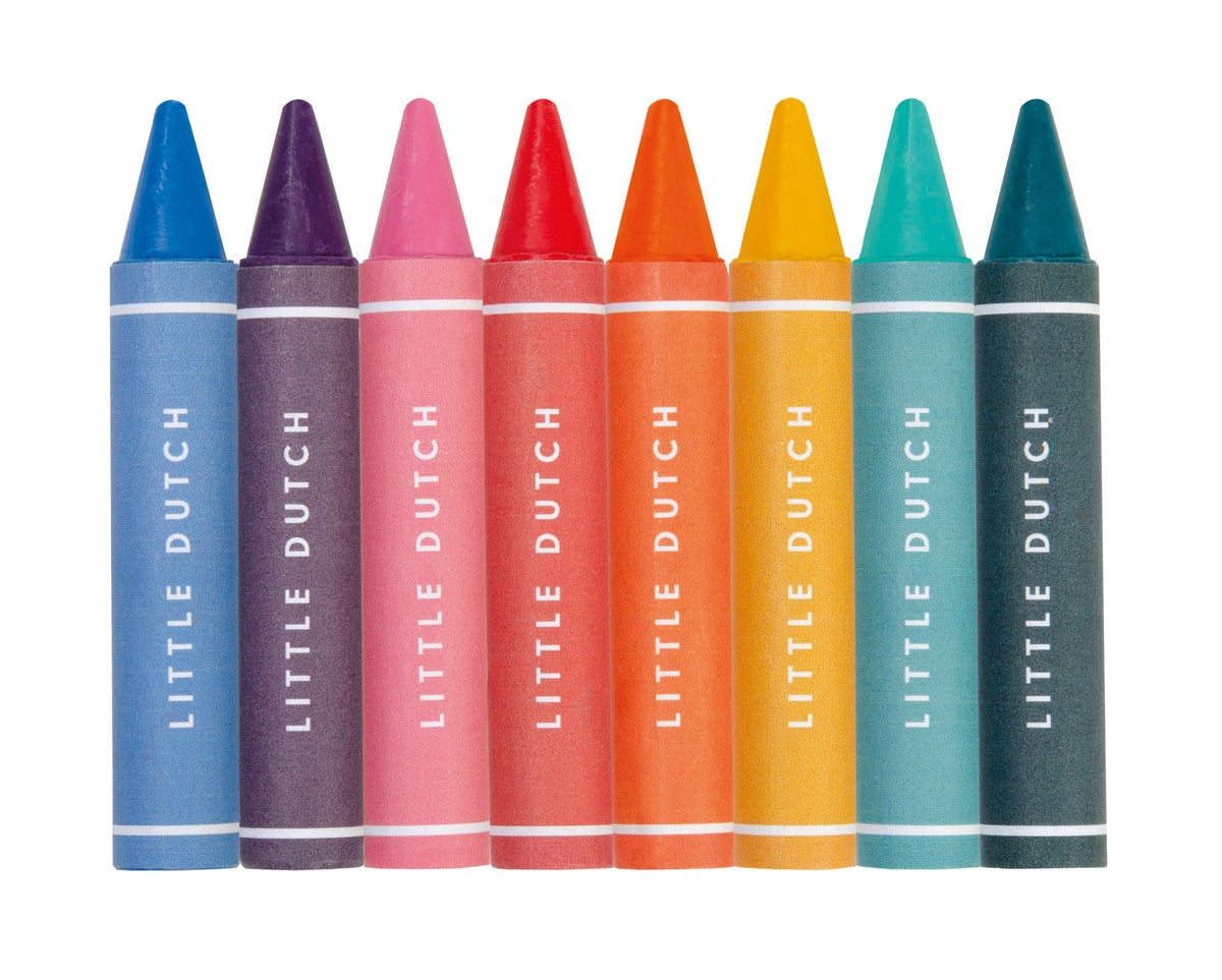 Wachsmalstifte für Kinder Set mit 8 Farben im Detail nebeneinander