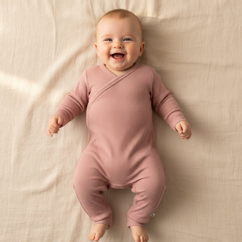 Wickelstrampler Vintage Pink von Little Dutch – Baby-Einteiler aus Bio-Baumwolle
