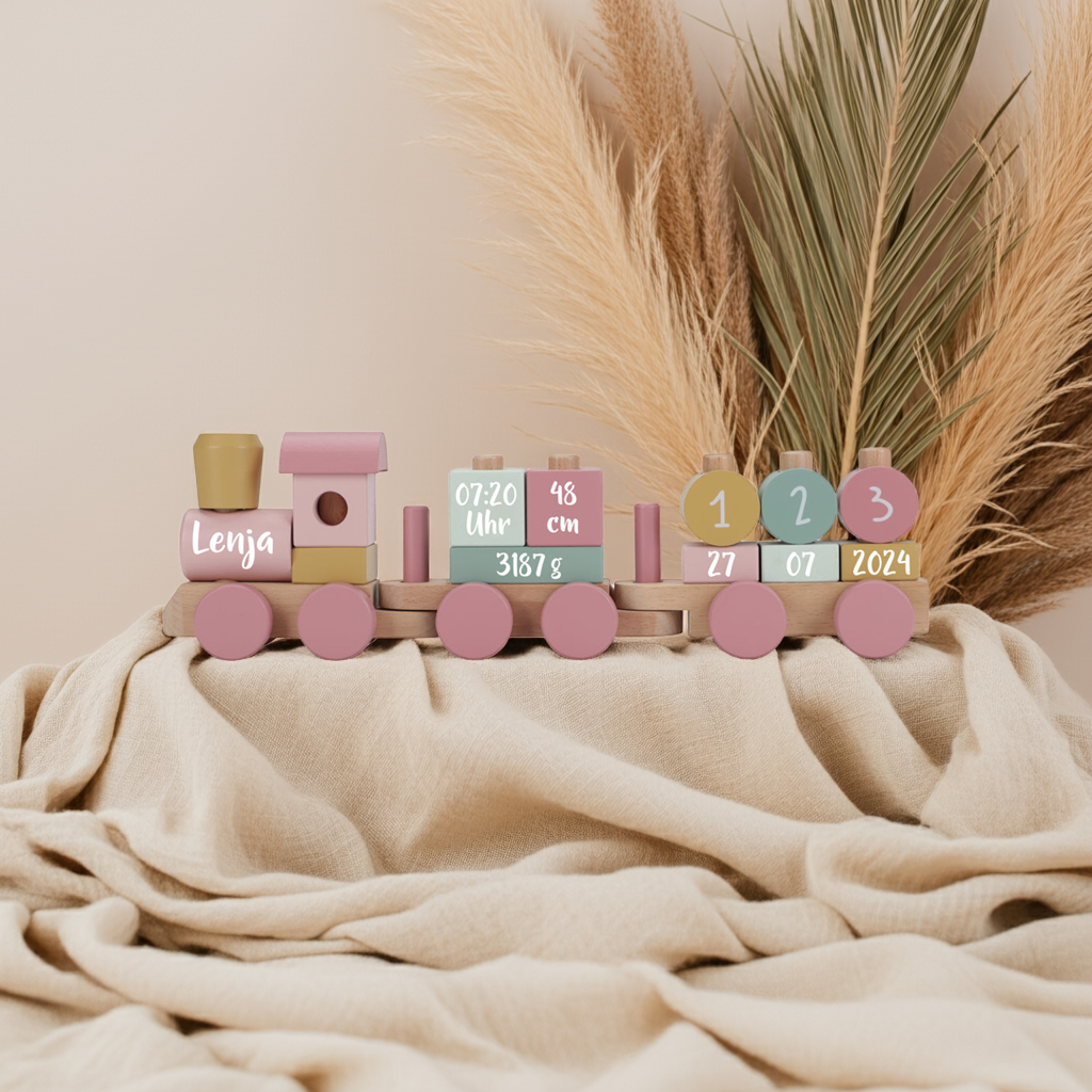 Personalized Wooden Train Fairy Garden – Gift for a Newborn