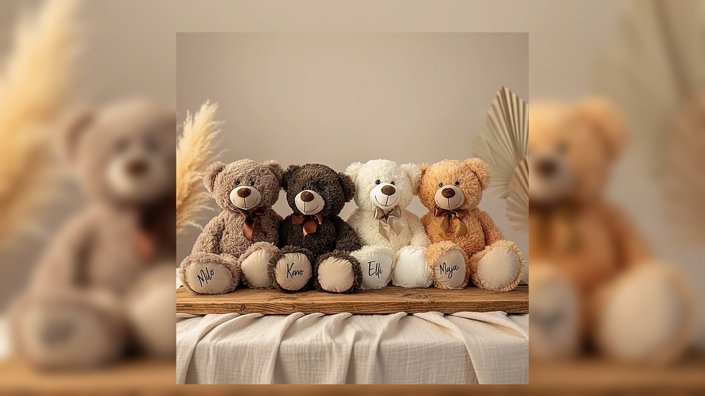 Personalisierte Teddybären mit Namen und Geburtsdatum – beliebtes Geschenk zur Geburt und personalisiertes Babygeschenk von Schmatzepuffer