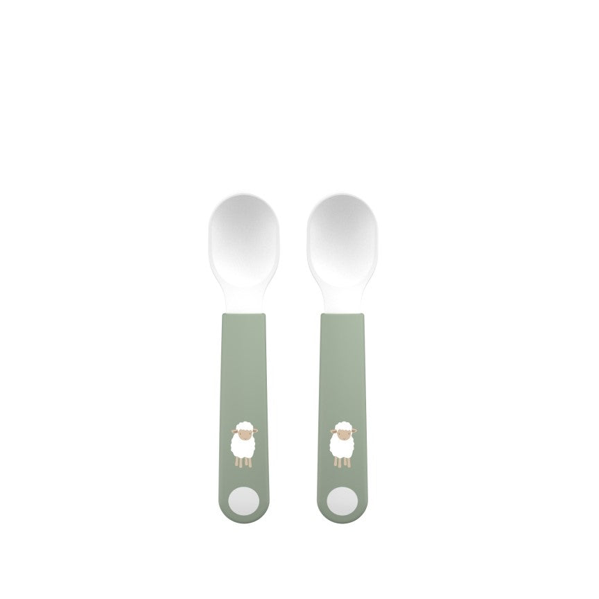 Cuillères d'apprentissage pour enfants Cuillères d'apprentissage 2 pièces pour les premières tentatives de repas - Little Farm | Little Dutch x Mepal